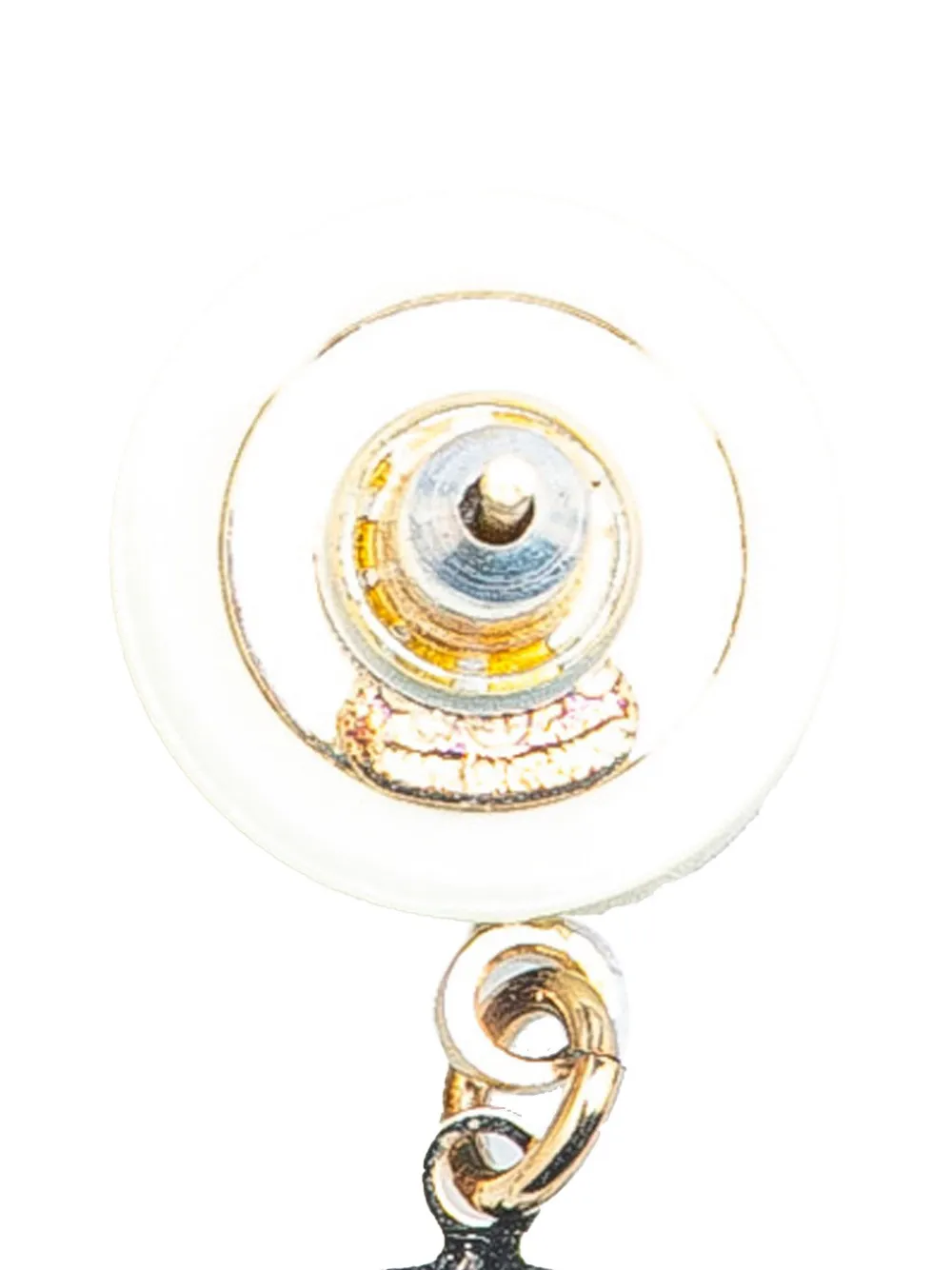 Pre-owned Chanel 2007 Gold Plated Acrylic Cc Dangle Coco  Push Back Earrings Costume Earrings In White