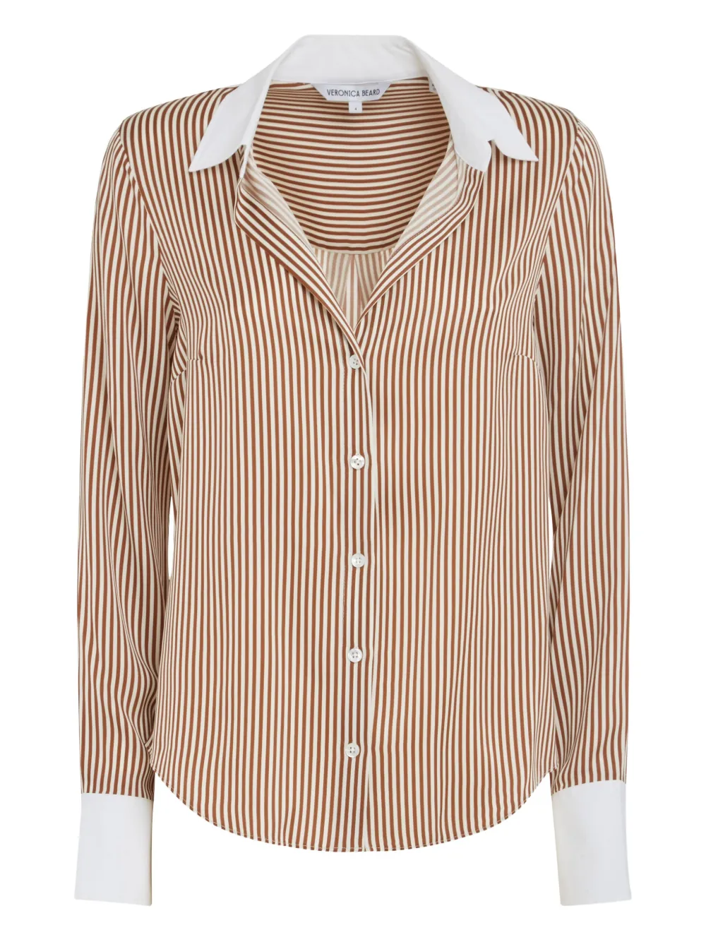 Veronica Beard camisa con botones y rayas estampadas | marrón | Image 1