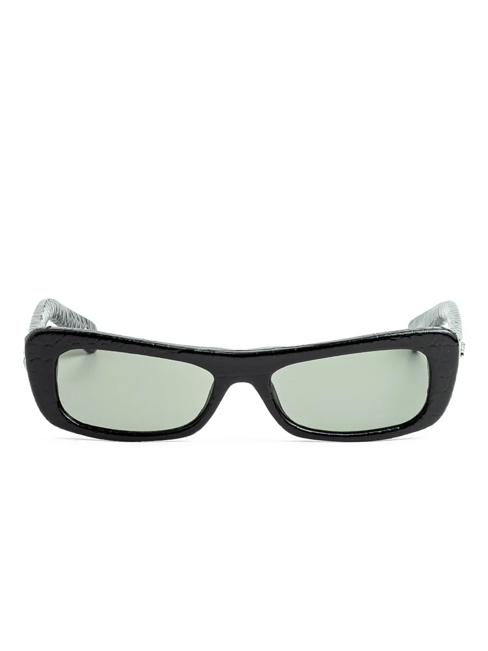 Jacquemus Capri crocodile-effect rectangular sunglasses | Black | Image 1