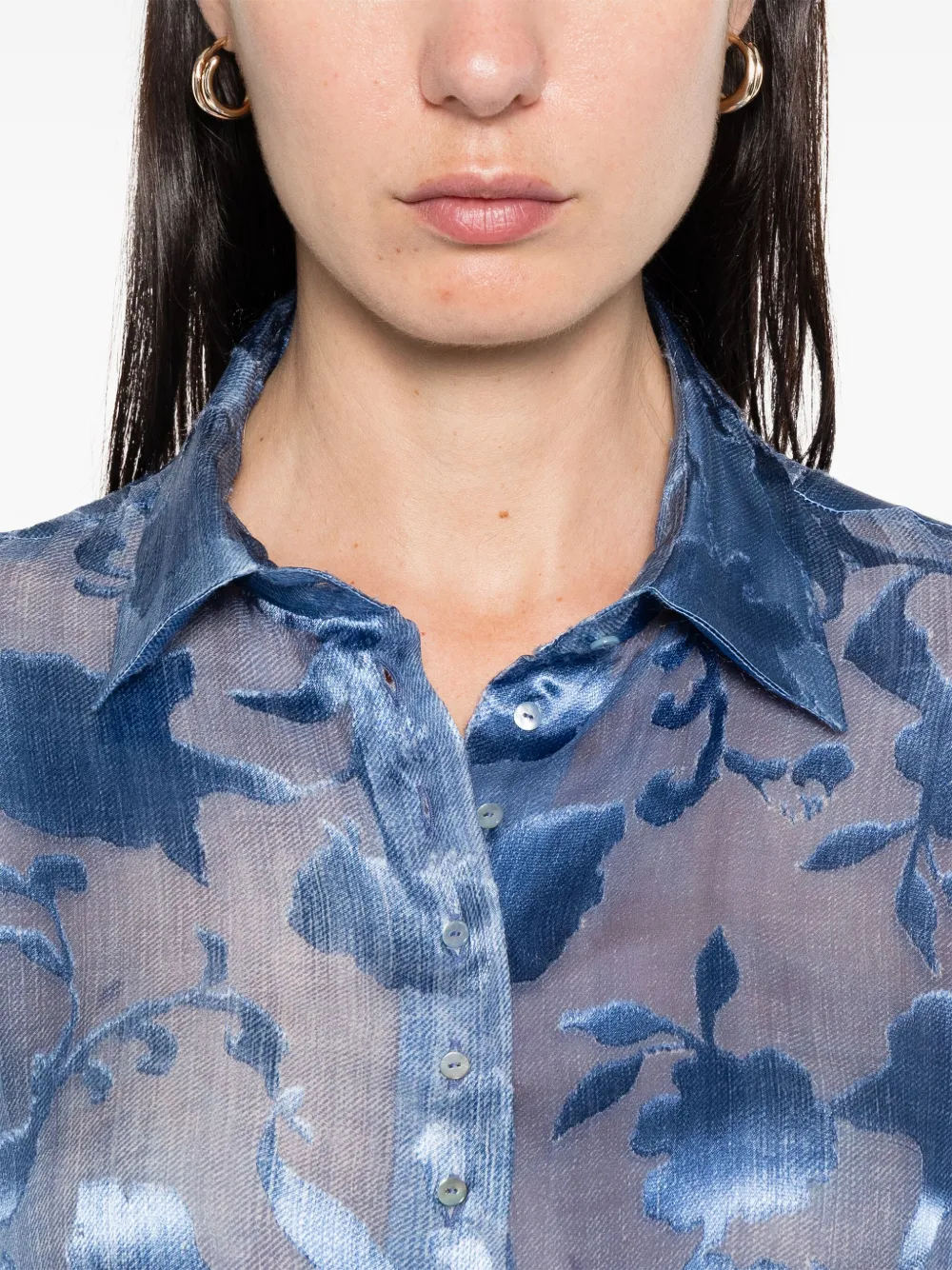 Ermanno Scervino Blouse met bloemen-jacquard Blauw