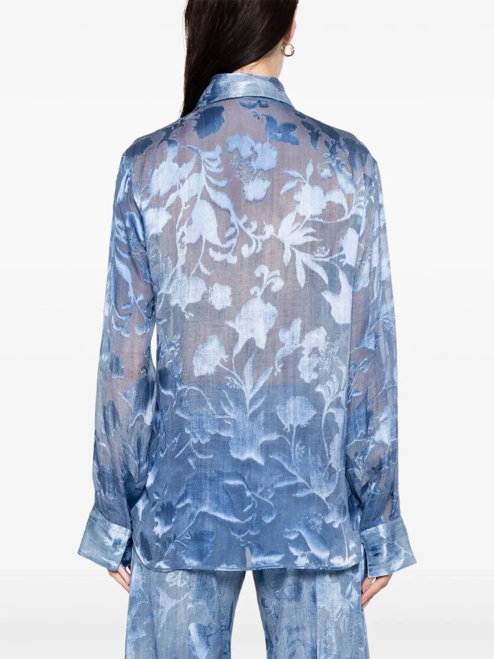 Ermanno Scervino Blouse met bloemen-jacquard Blauw