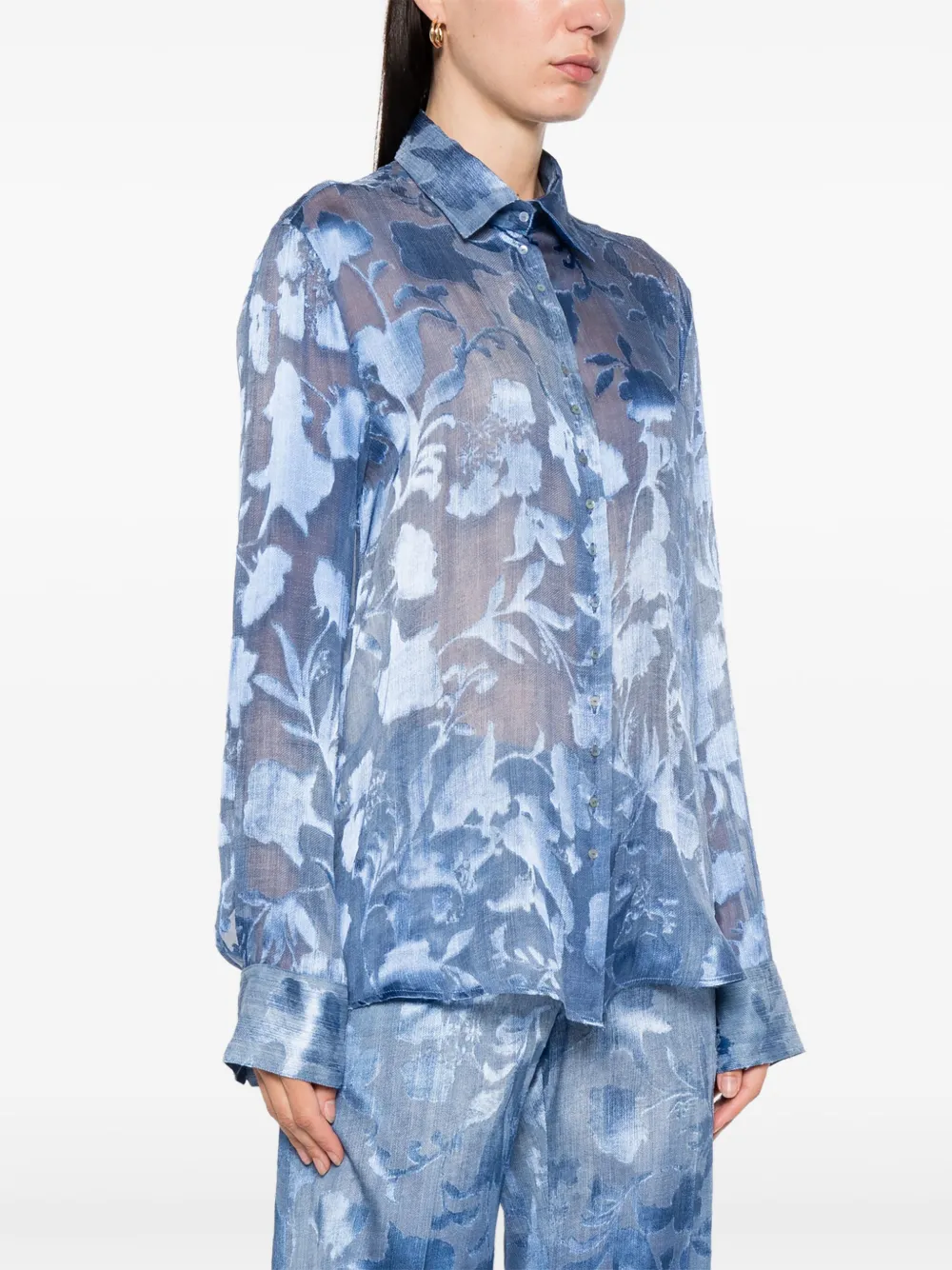 Ermanno Scervino Blouse met bloemen-jacquard Blauw