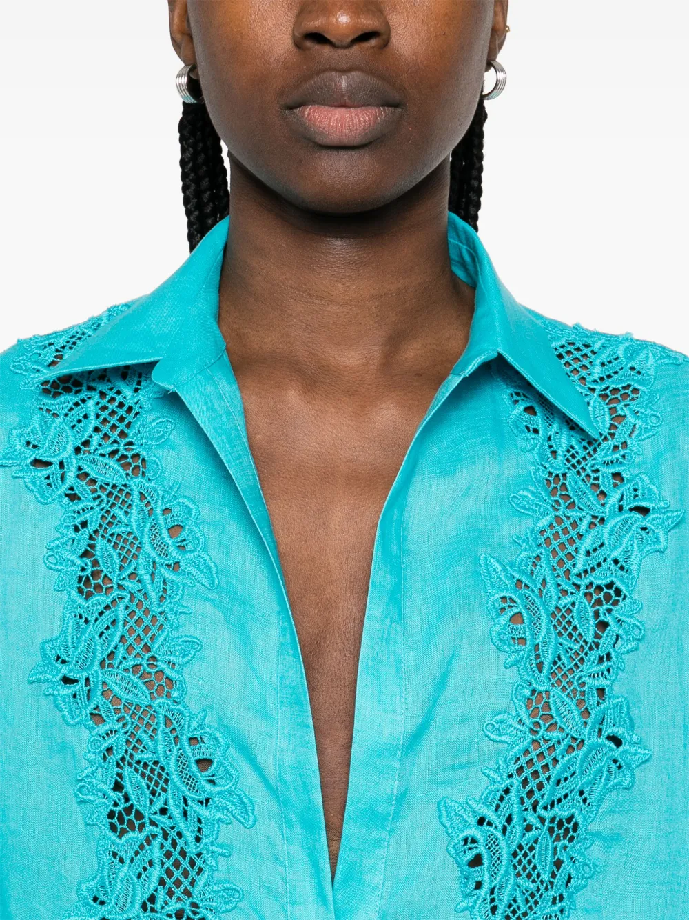 Ermanno Scervino Blouse met borduurwerk Blauw