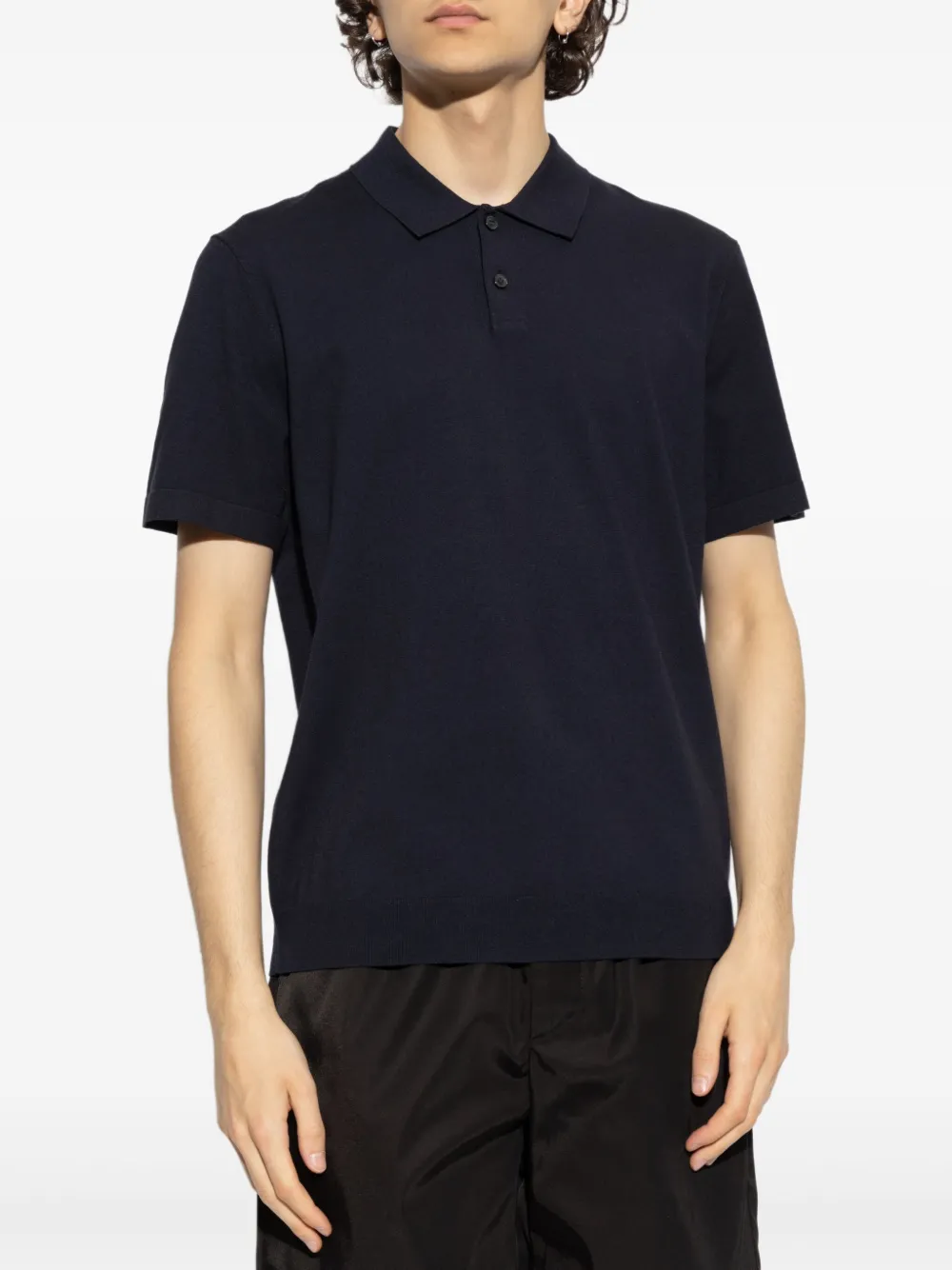 Theory fine-knit polo shirt Zwart