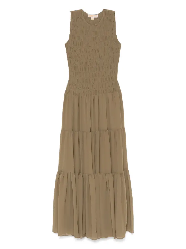 Michael Kors Gathered Georgette Maxi Dress - Green