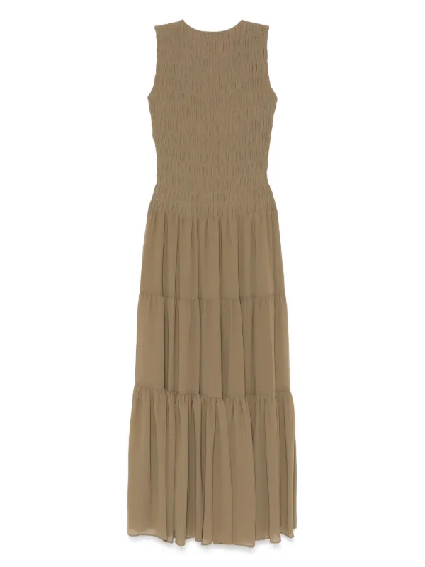 Michael Kors Gathered Georgette Maxi Dress - Green Michael Kors Gathered Georgette Maxi Dress - Green