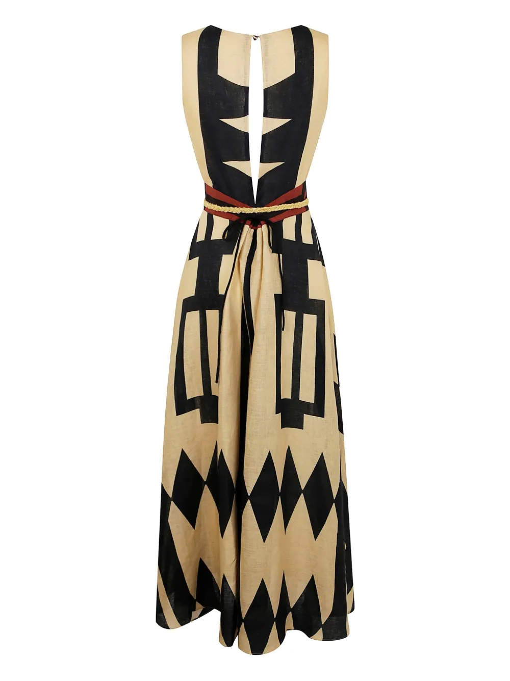 Volantis Zijden midi-jurk - Beige