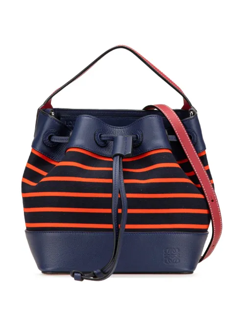 Loewe Pre-Owned bolsa bucket Midnight de piel con lona a rayas 2017