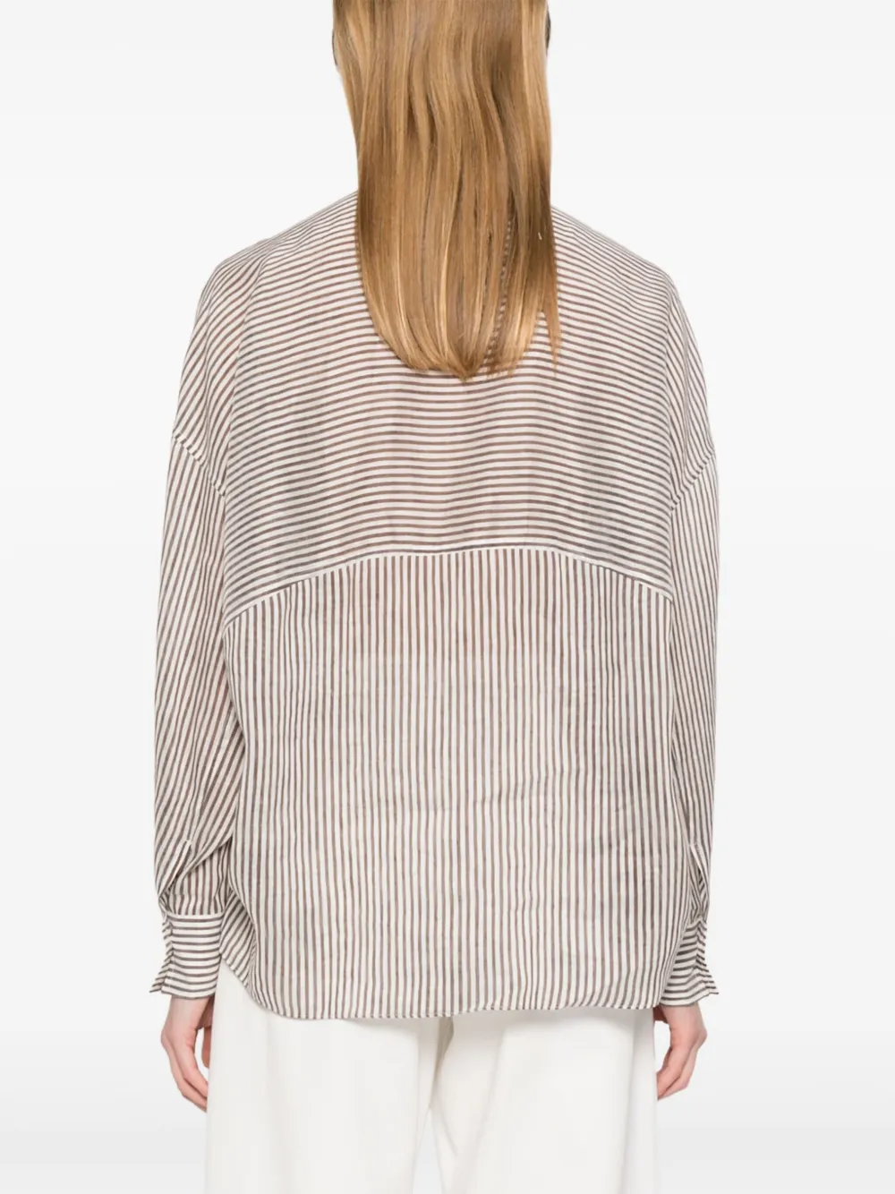 Brunello Cucinelli Gestreept blouse Grijs