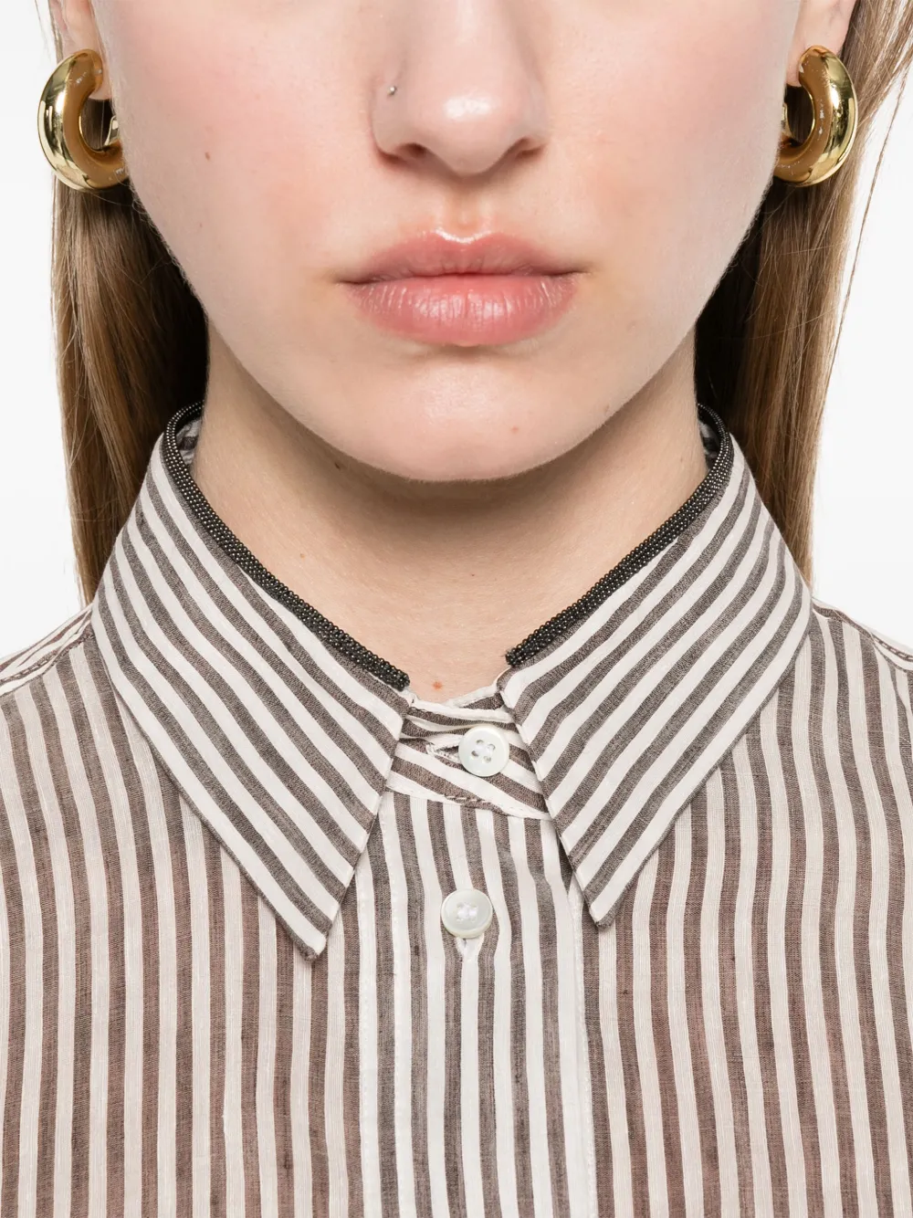 Brunello Cucinelli Gestreept blouse Grijs