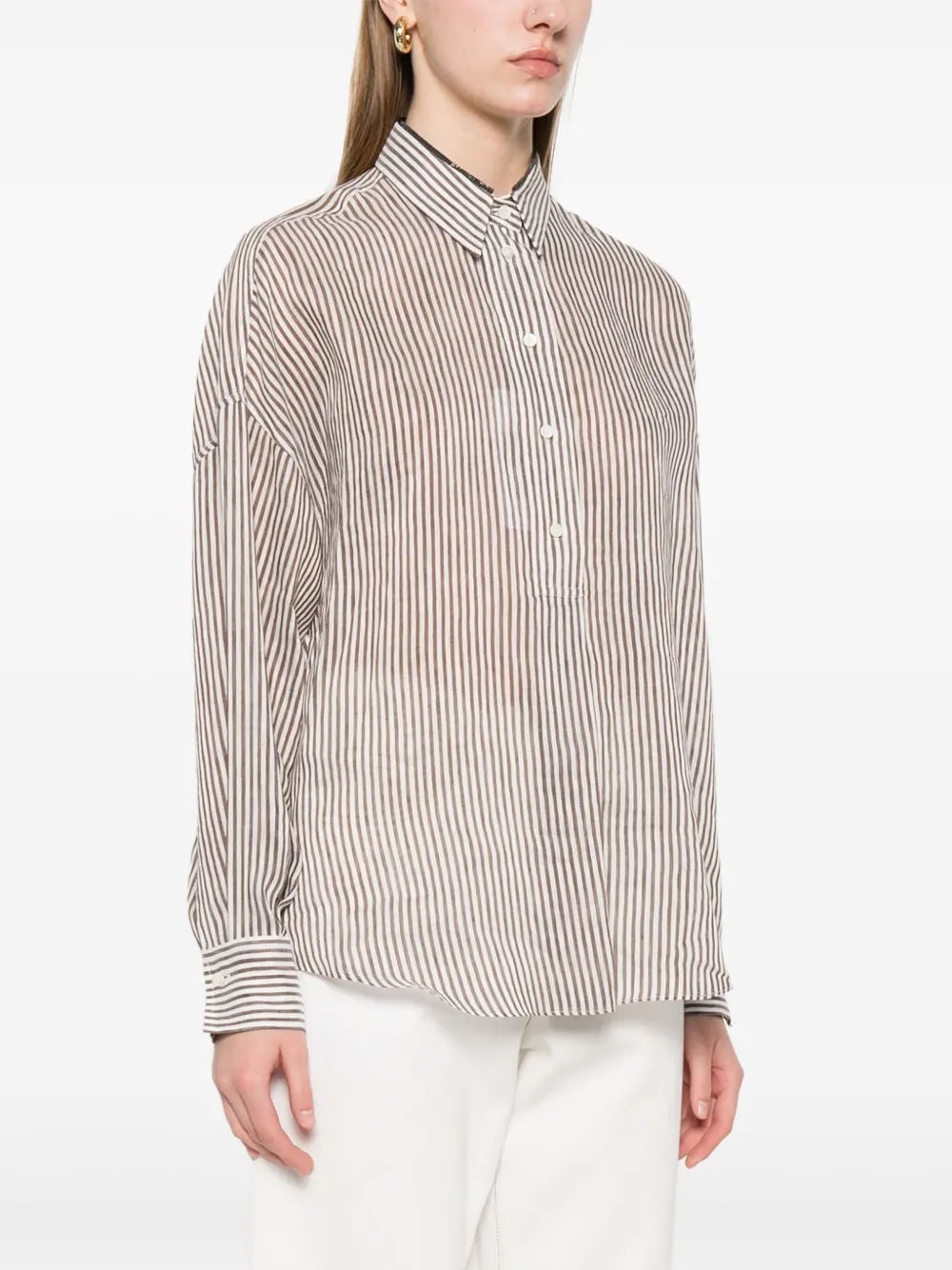 Brunello Cucinelli Gestreept blouse Grijs