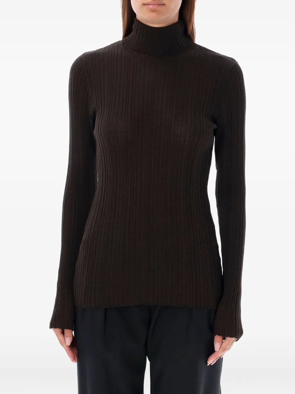 Rhea pull nervuré à col roulé | marron | Image 1