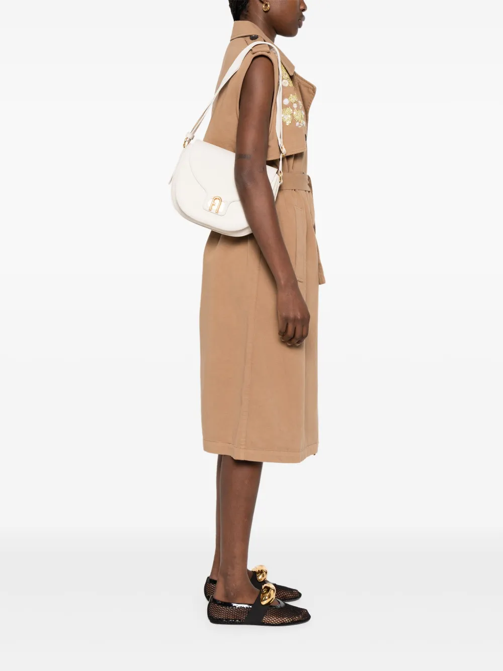 Shop Furla Small Lotus Cross Body Bag In White