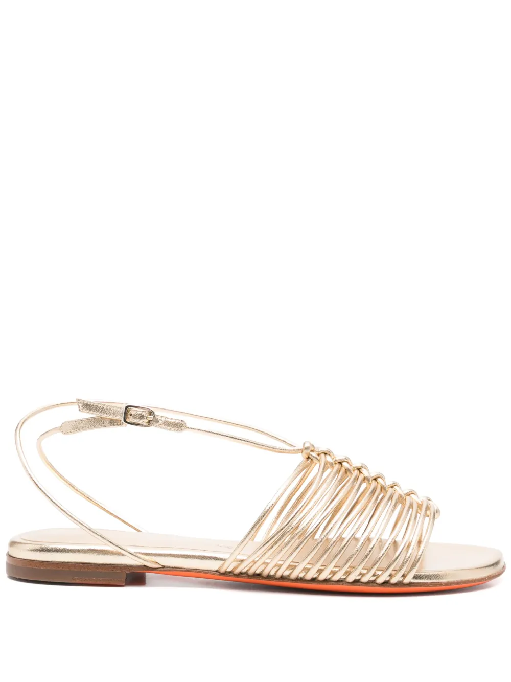 Santoni Metallic platte sandalen Goud
