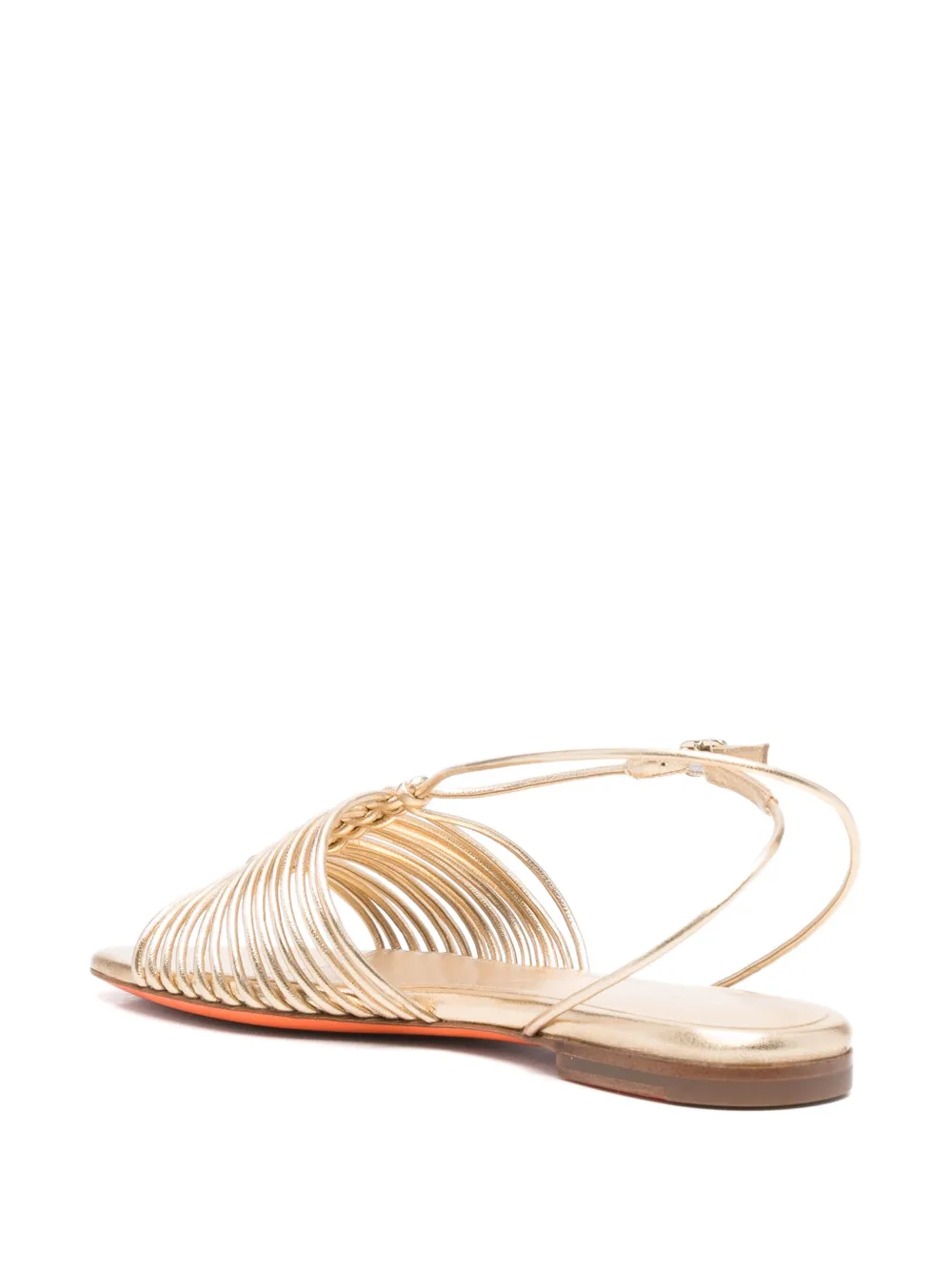 Santoni metallic flat sandals Gold