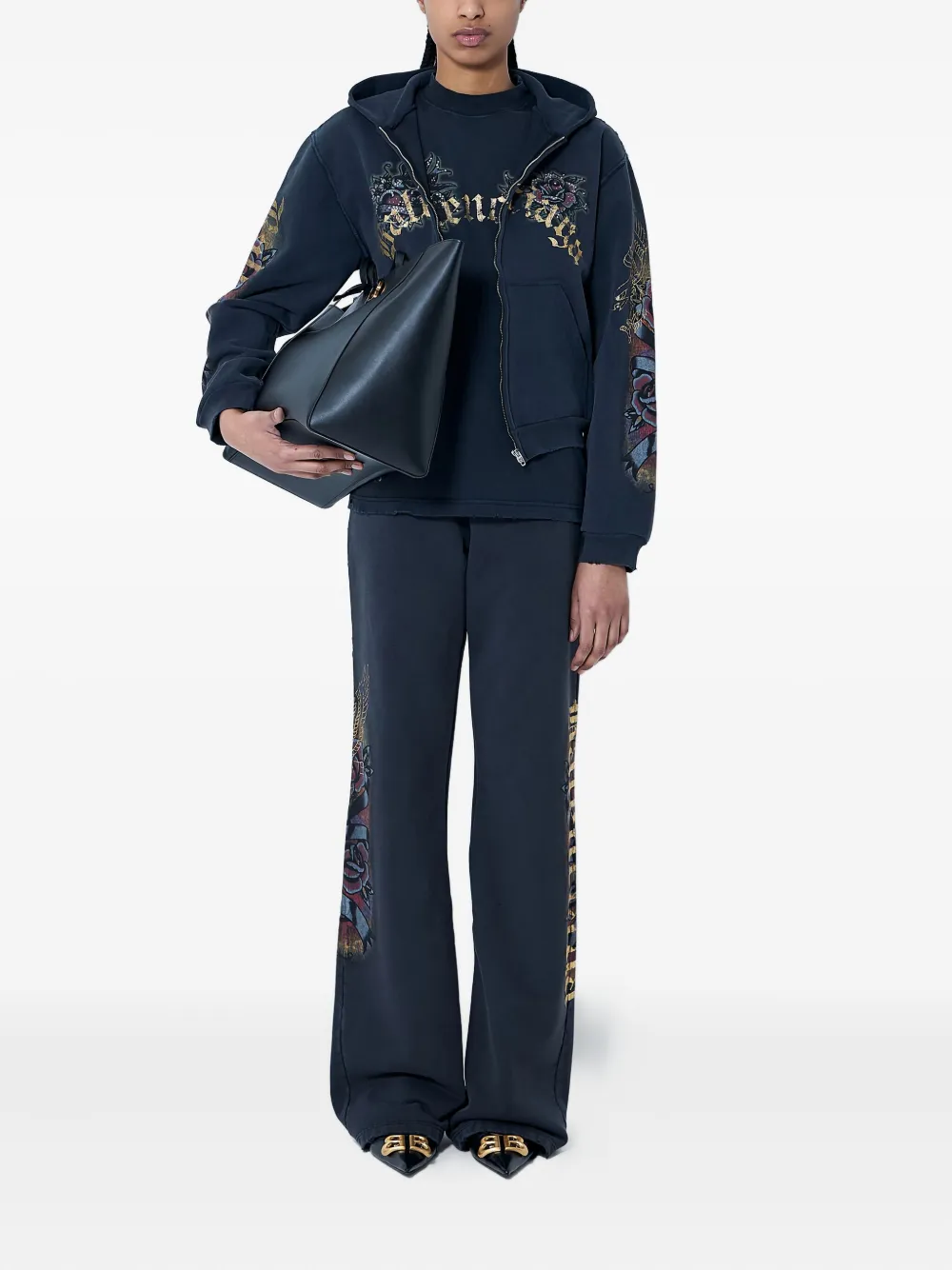 Balenciaga Tacky logo-motif flared track pants Blauw