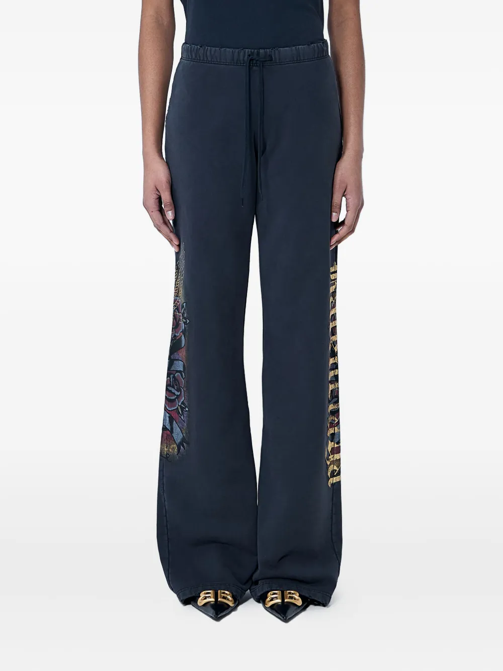 Balenciaga Tacky logo-motif flared track pants Blauw