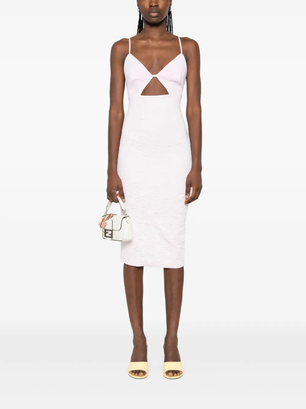 Elisabetta Franchi Midi-jurk met bloemen jacquard - Roze