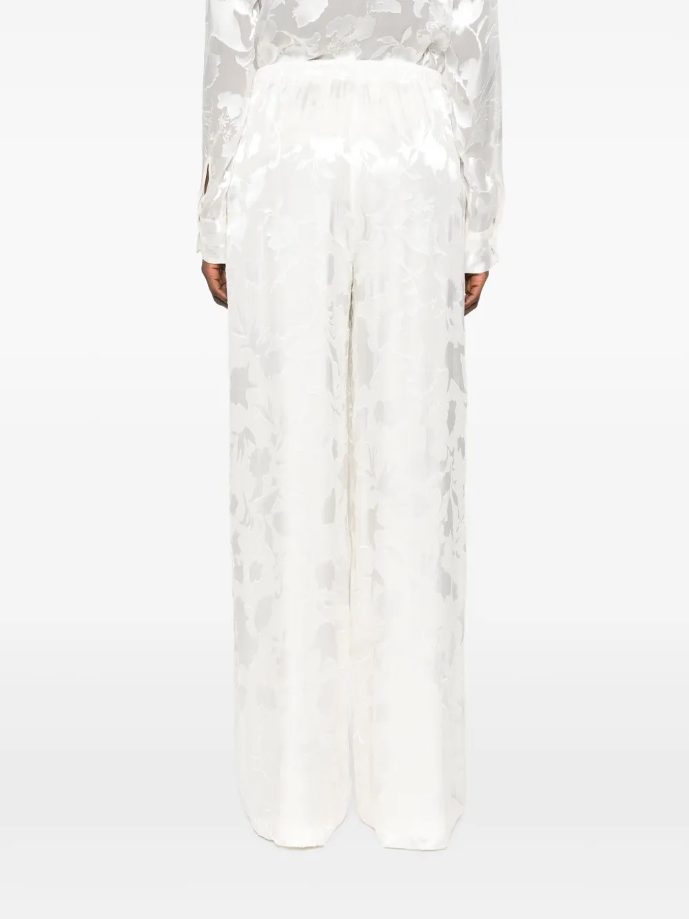 Ermanno Scervino Broek met bloemen-jacquard Beige
