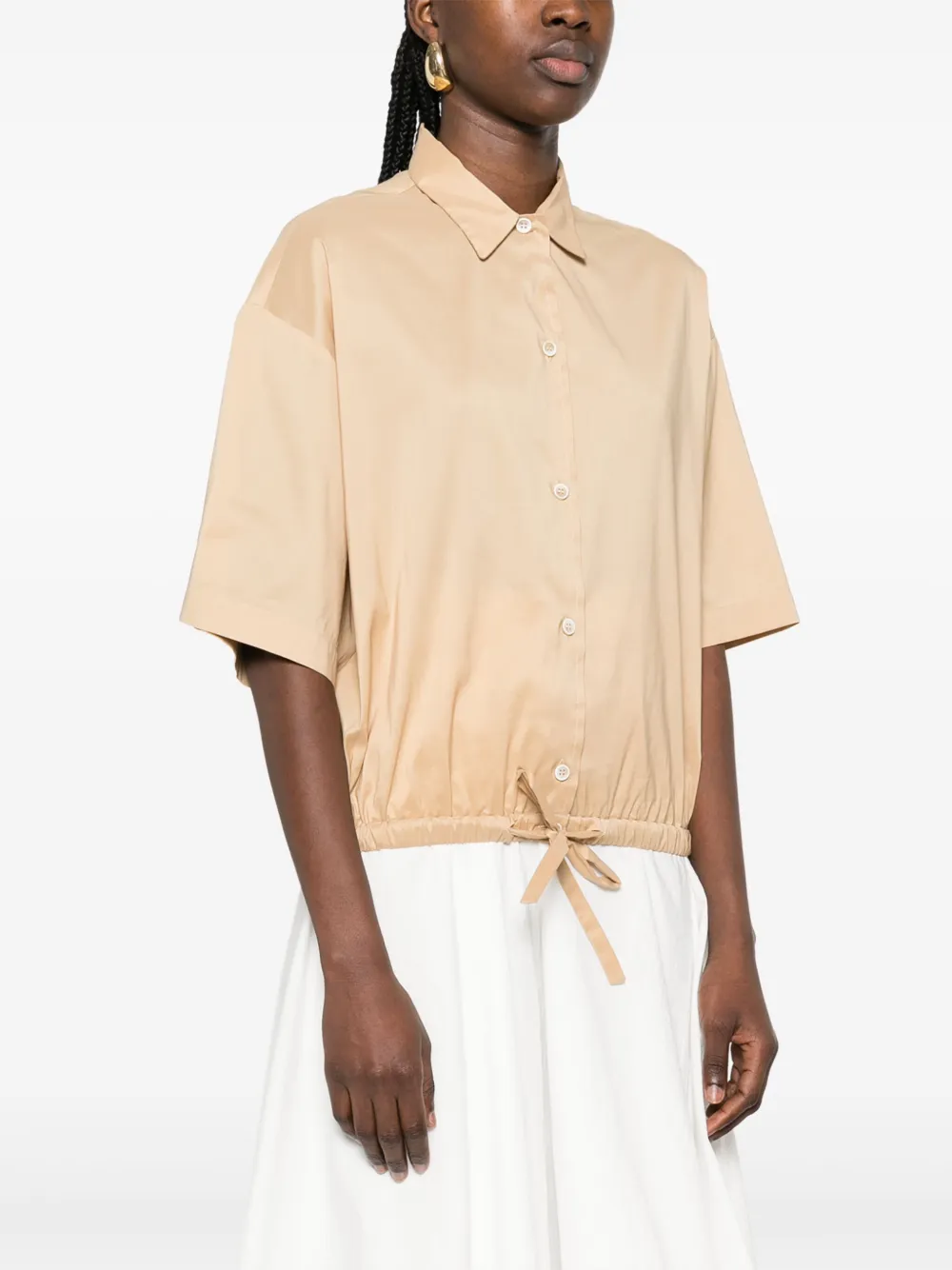 Fabiana Filippi Blouse met trekkoord Bruin