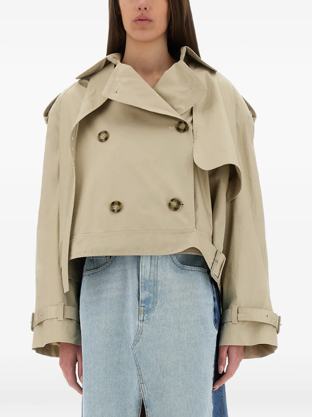 Stella McCartney cropped trench jacket - Neutrals
