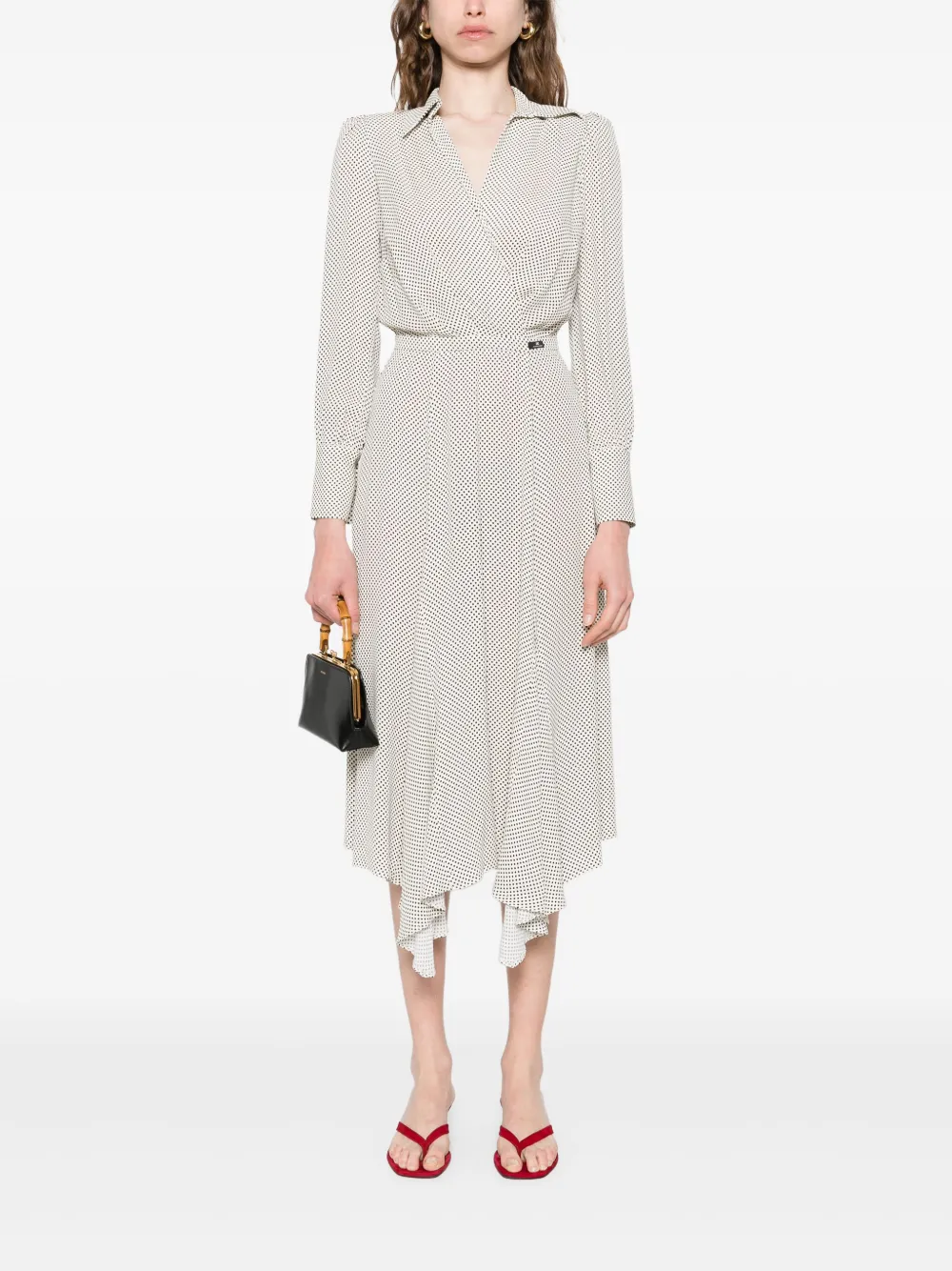 Elisabetta Franchi Midi-jurk met stippen - Beige