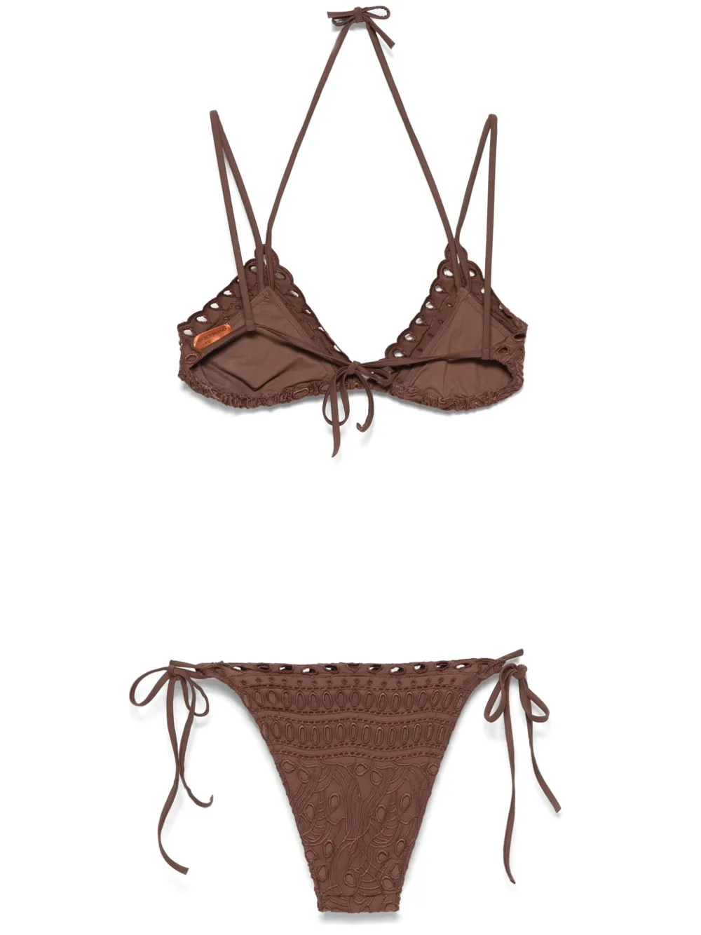 Ermanno Scervino Bikini met borduurwerk Bruin