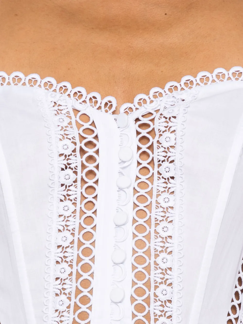 Charo Ruiz Ibiza Dafelle Lace-embellished Cotton-blend Midi Dress In White