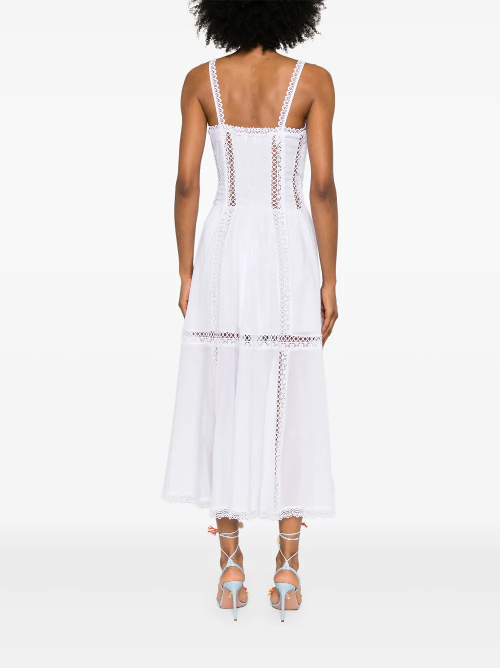 Charo Ruiz Ibiza Dafelle Lace-embellished Cotton-blend Midi Dress In White