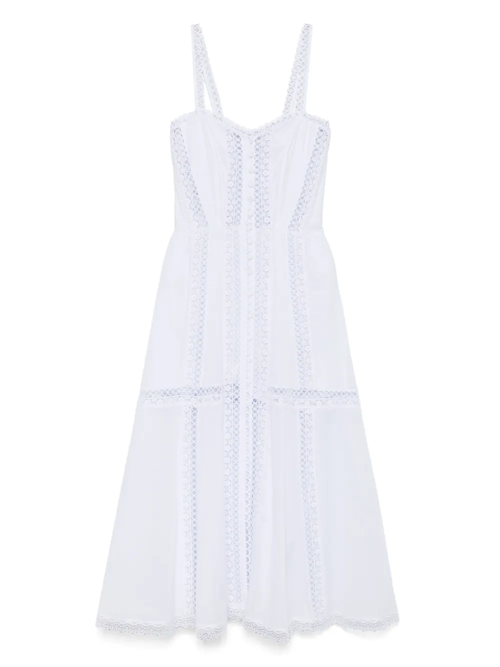 Charo Ruiz Ibiza Dafelle Lace-embellished Cotton-blend Midi Dress In White