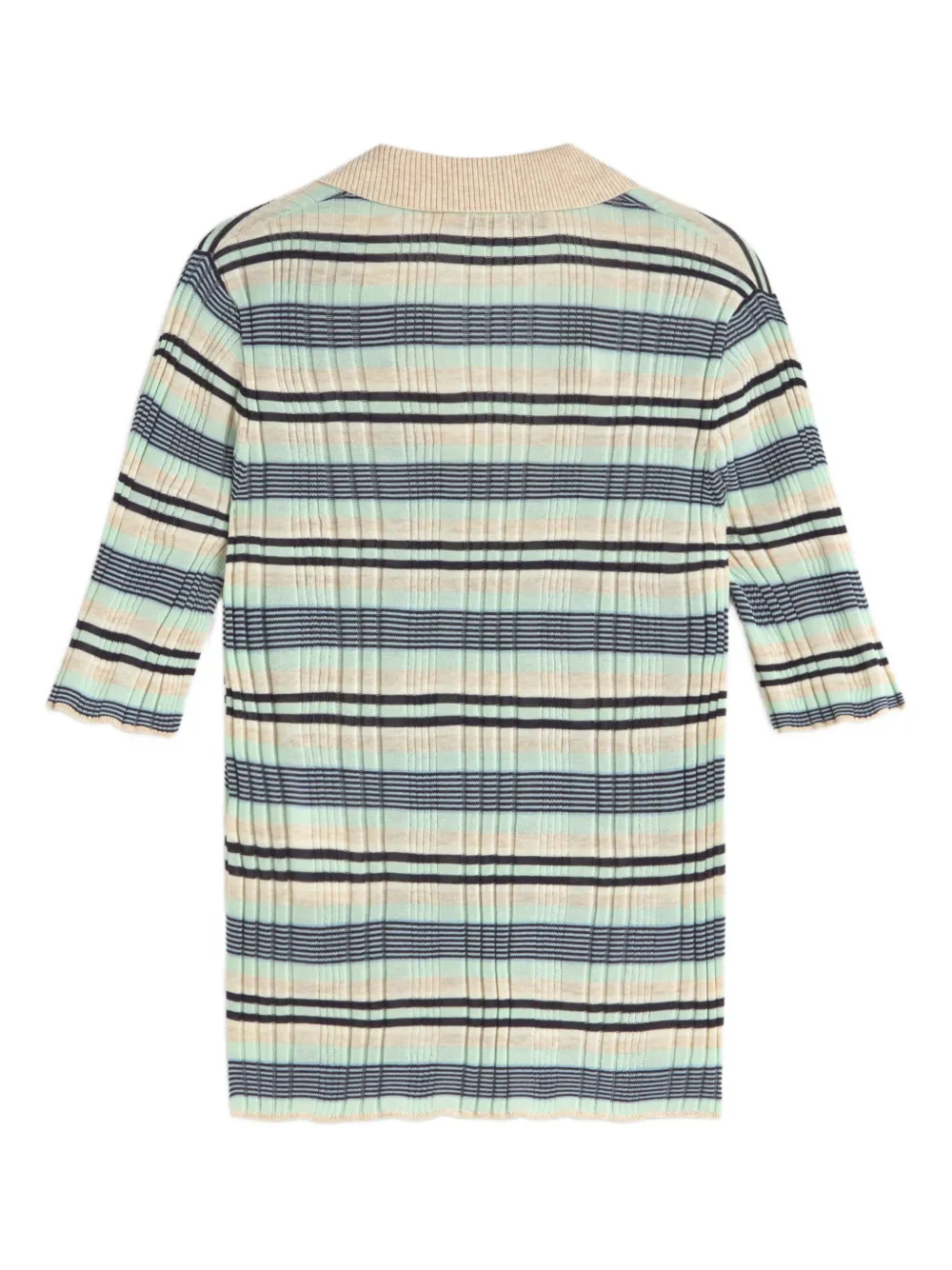 Maison Kitsuné fine-ribbed striped polo shirt - Blauw