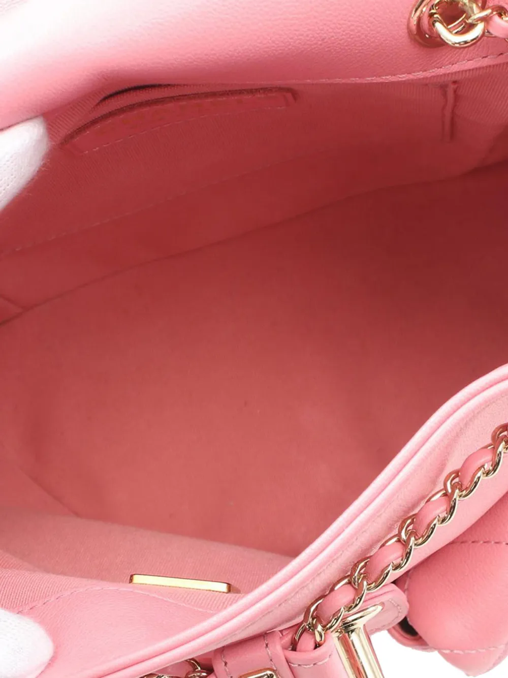 Pre-owned Chanel 2021-2024 Medium Quilted Lambskin Duma Pockets Drawstring Backpack In Pink