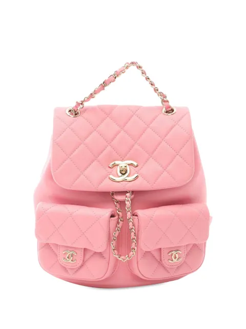 CHANEL Pre-Owned mochila Duma mediana de piel de cordero capitonada con bolsillos y ajuste con cordón 2021-2024