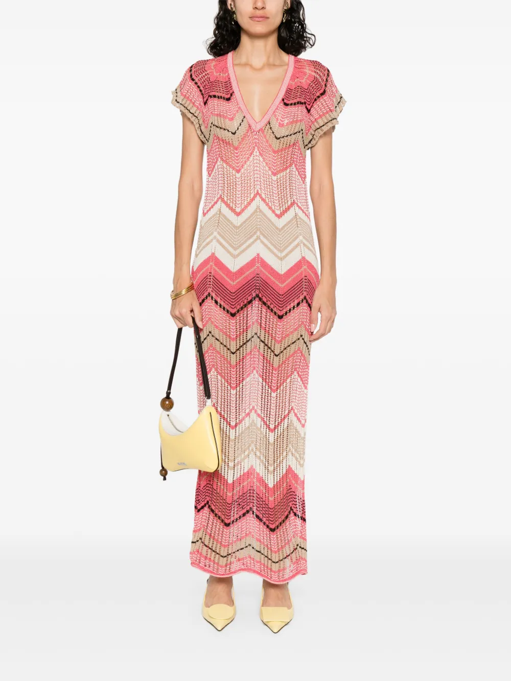 Akep Jurk met zigzag-jacquard - Roze