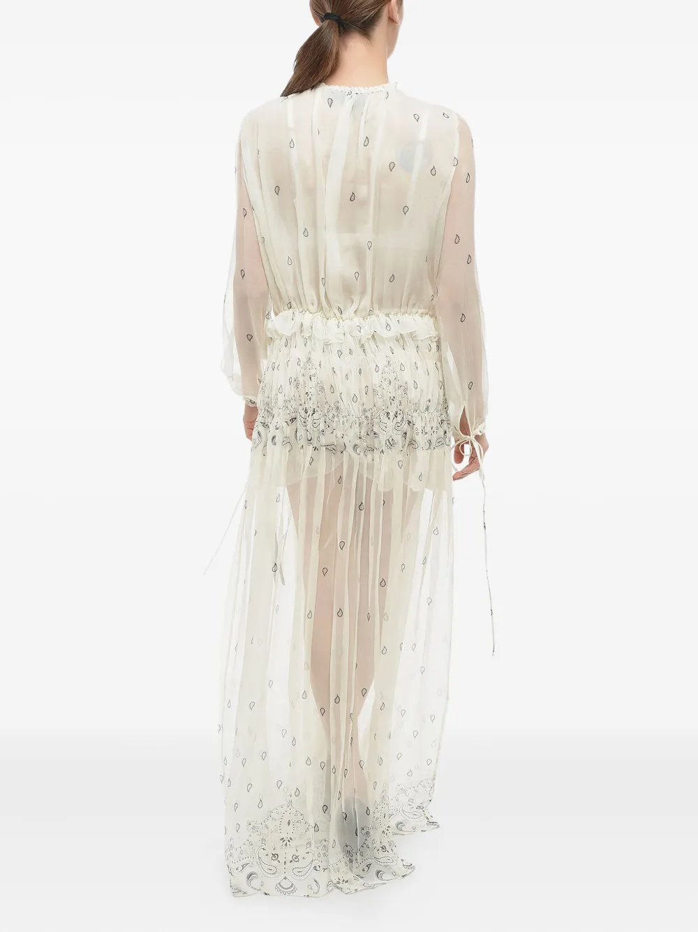 AMIRI Chiffon maxi-jurk met paisley-print - Beige