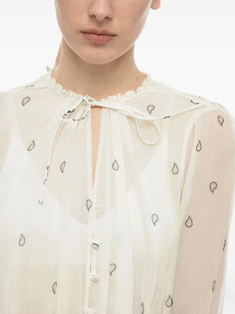 AMIRI Chiffon maxi-jurk met paisley-print Beige