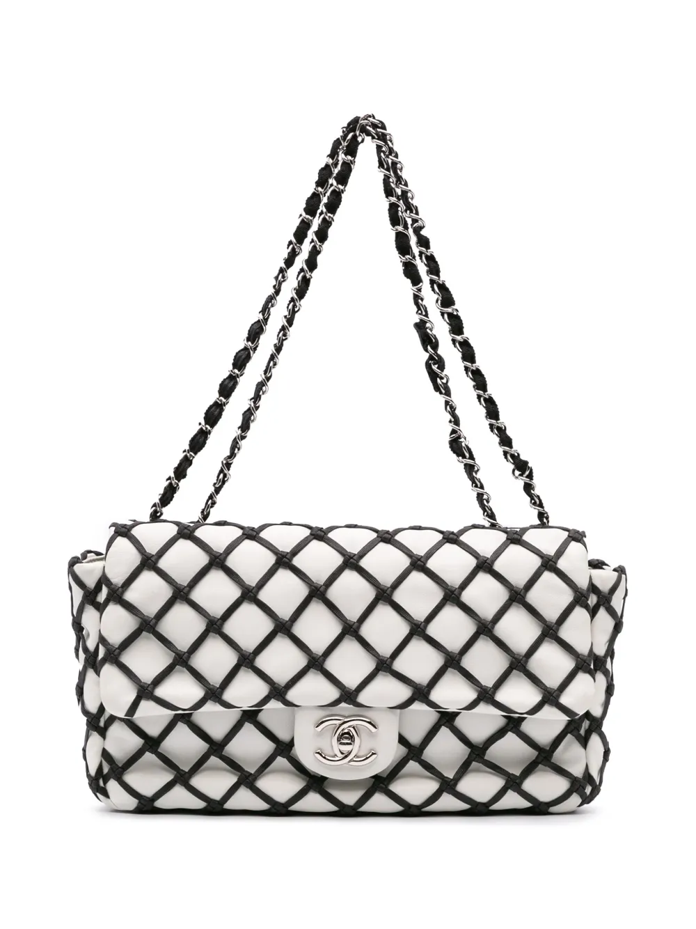 CHANEL Pre-Owned bolsa de hombro Flap Net Jumbo Canebiers de piel de becerro Net Flap 2010-2011 | negro | Image 1