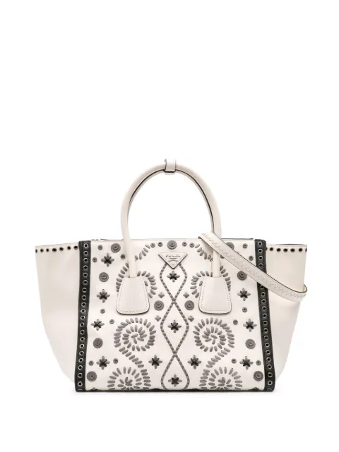 Prada Pre-Owned 2014-2024 Medium Saffiano Embroidered Twin Pocket Tote satchel