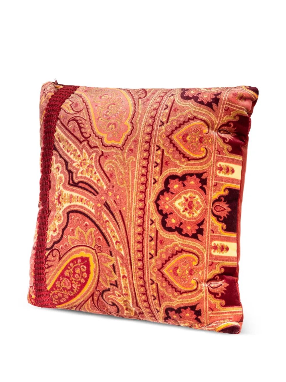 Etro Paisley-pattern Trim-detail Cushion In Orange