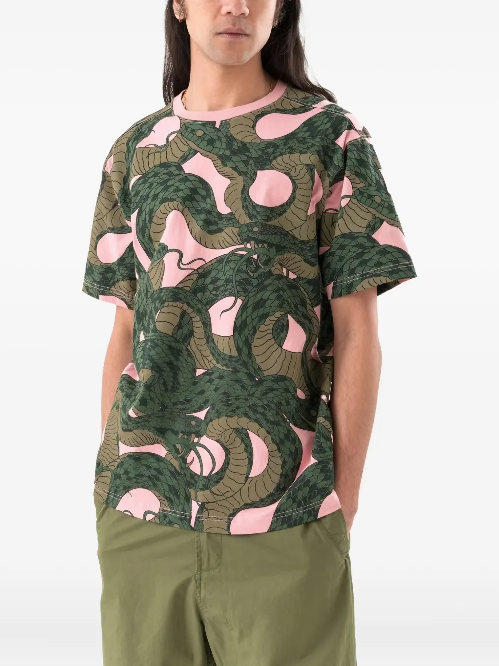 Maharishi snake-print short-sleeve T-shirt - Roze