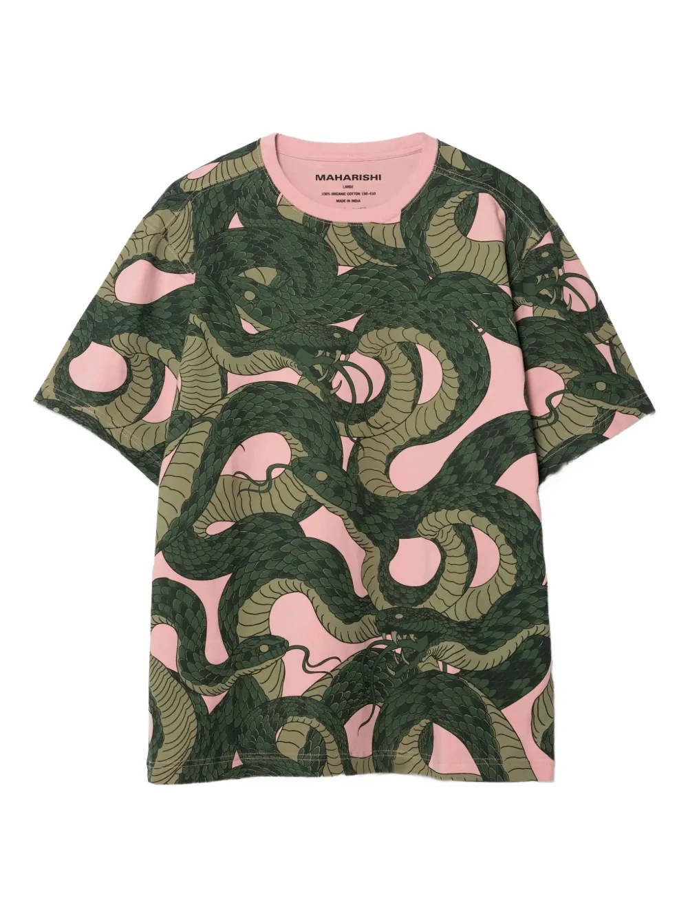 Maharishi snake-print short-sleeve T-shirt | Pink | Image 1