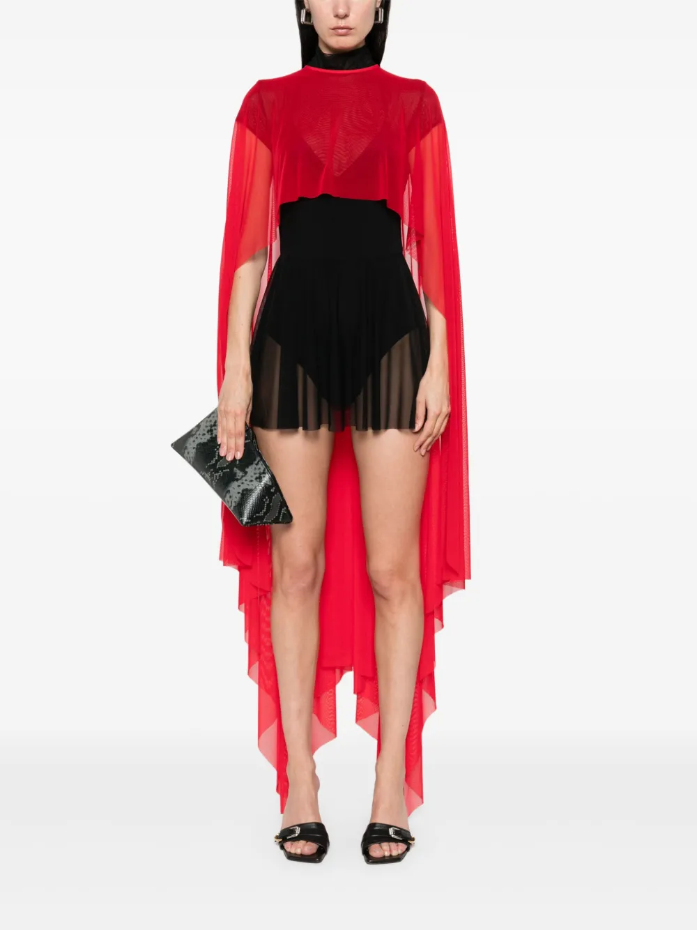 Atu Body Couture Semi-doorzichtige cape Rood