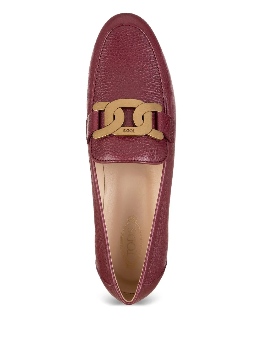 Tod's Chain-detail Leather Moccasins In Red