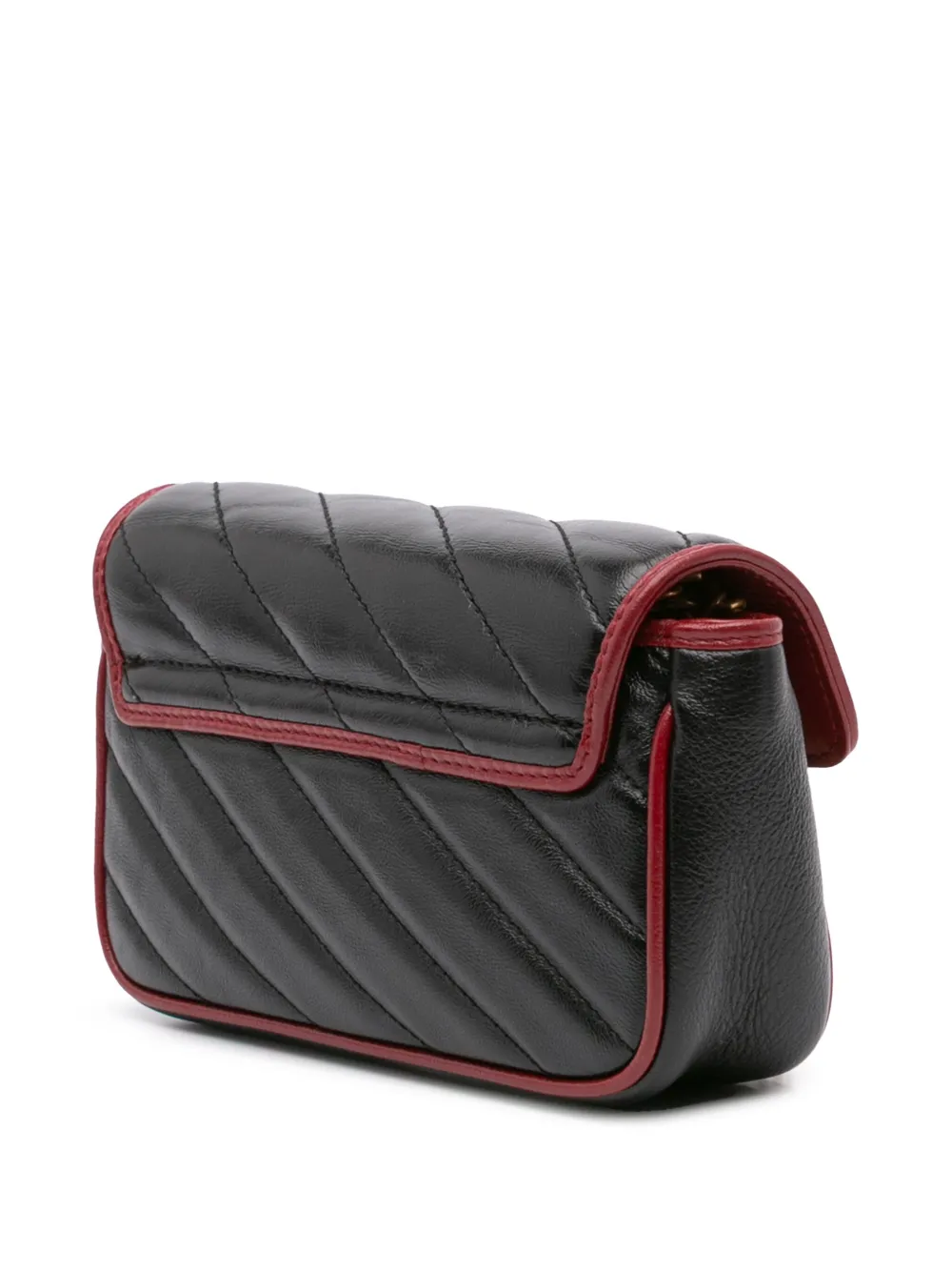 Pre-owned Gucci 2016-present Super Mini Gg Marmont Matelasse Leather Torchon Flap Crossbody Bag In Black