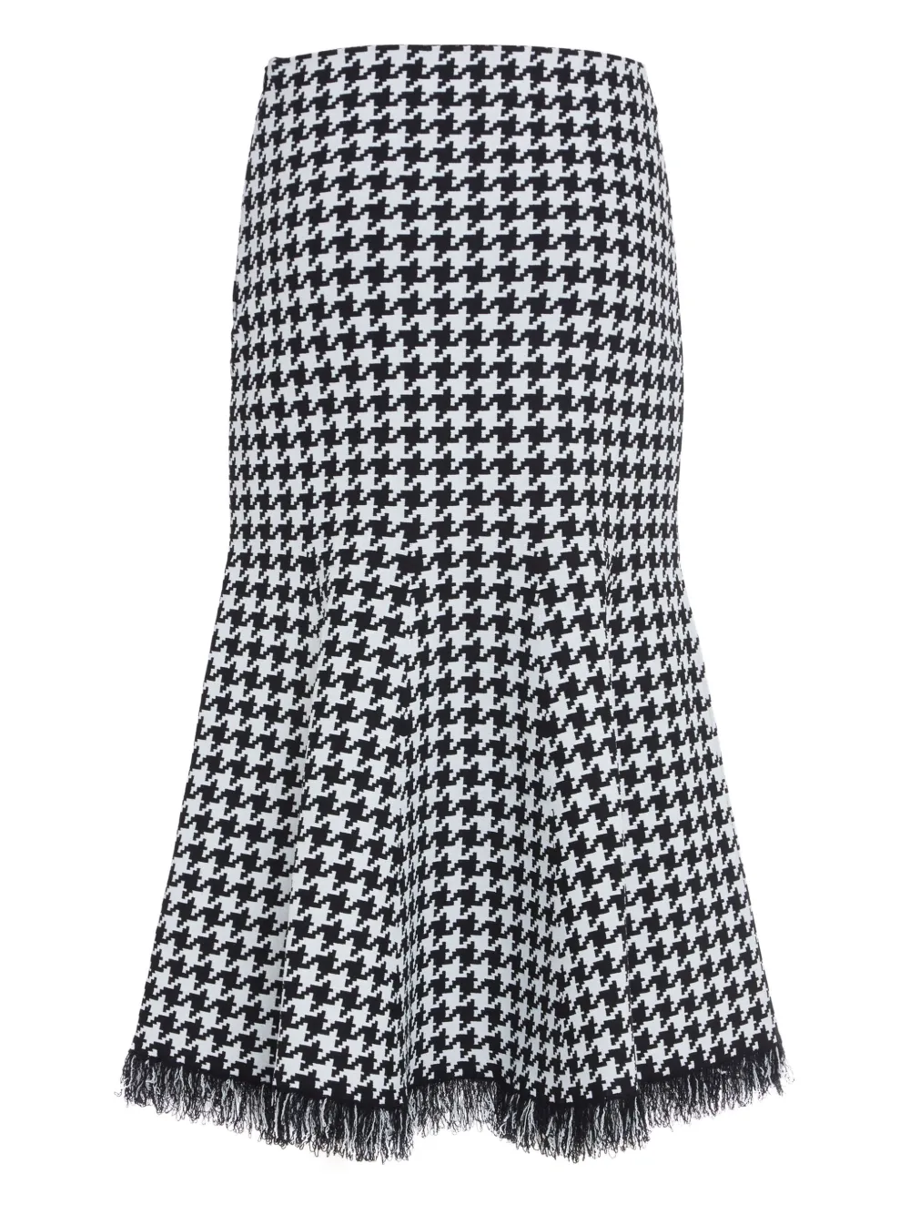 Shop Alexander Mcqueen Houndstooth Midi Skirt In Black