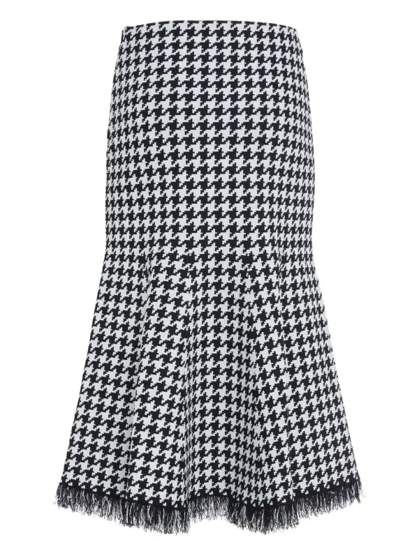Alexander McQueen Houndstooth Midi Skirt | Black | FARFETCH