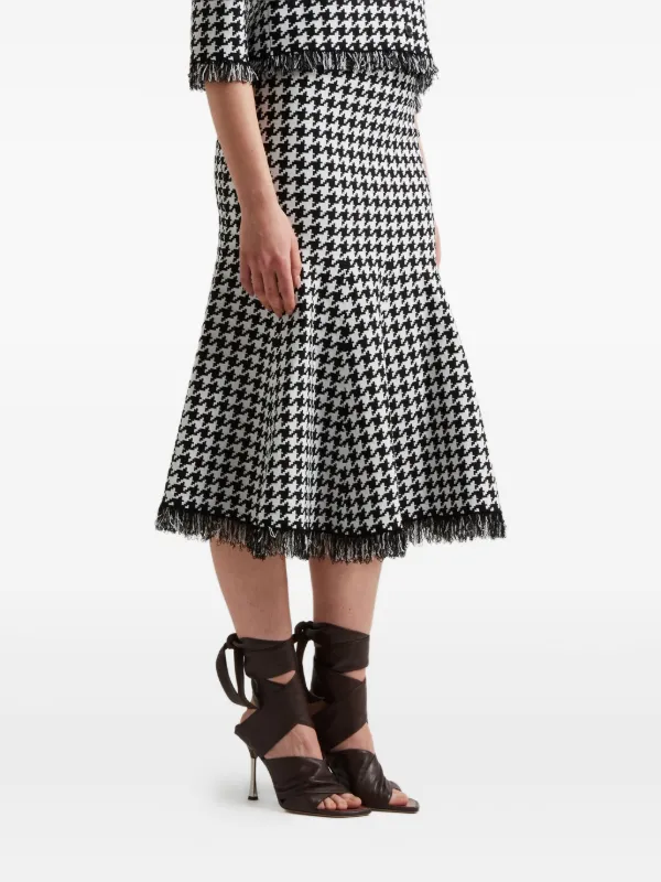 スカート MCQUEEN Houndstooth skirt White/Black Houndstooth jacquard midi skirt in black - Mc Queen | Mytheresa