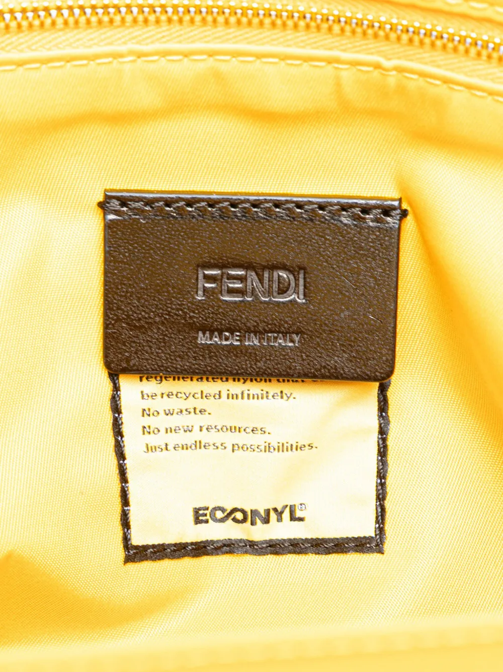 Pre-owned Fendi 2010-2024 Large Econyl Nylon Baguette Satchel In Yellow