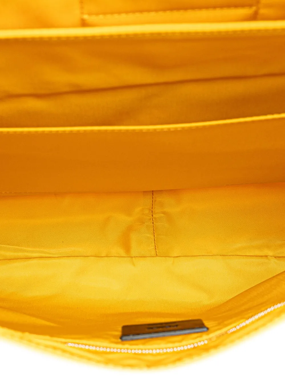 Pre-owned Fendi 2010-2024 Large Econyl Nylon Baguette Satchel In Yellow