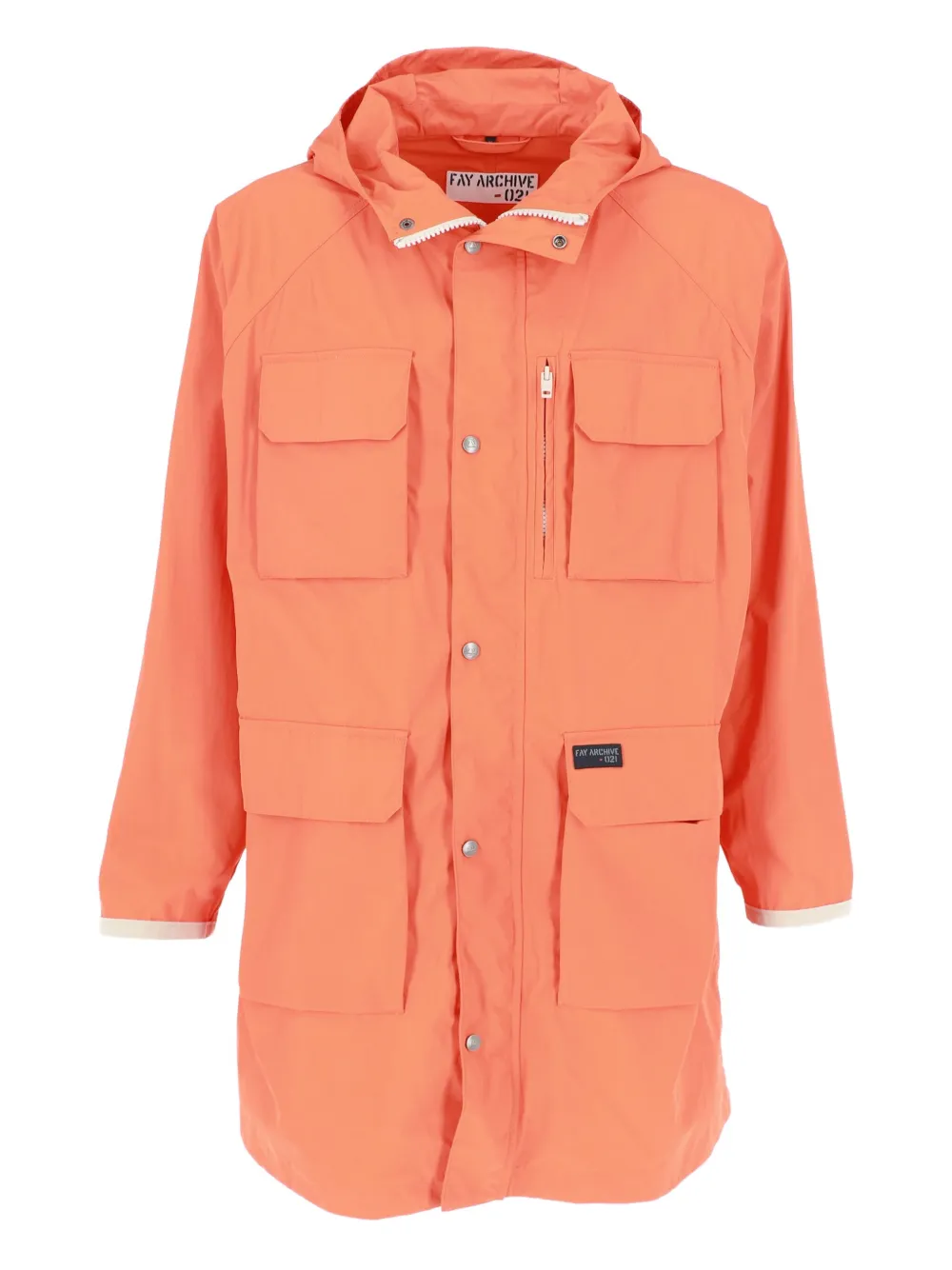Fay Fisherman cargo-pockets hooded jacket | Orange | Image 1